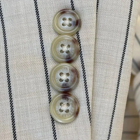 RALPH LAUREN BLACK LABEL Womens Pinstripe Work Two-Button Blazer size 14 Blazers & Suit Jackets